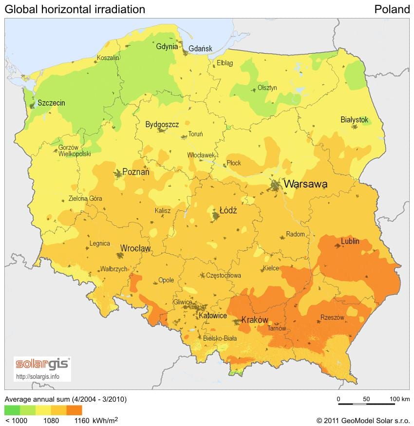mapa de Polonia climático