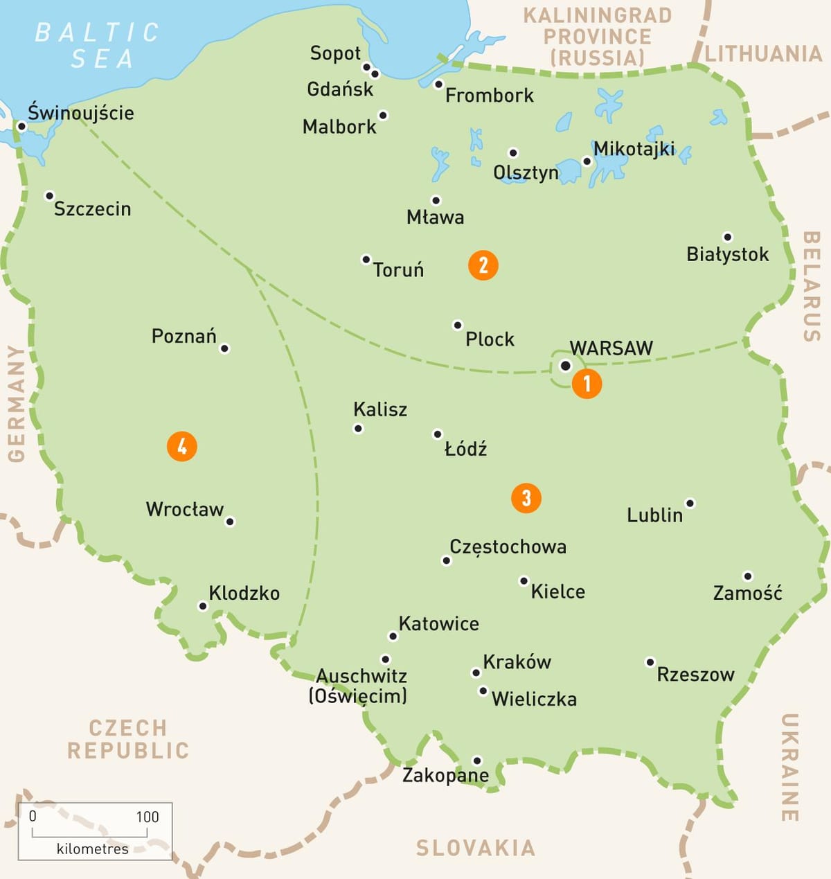mapa de Polonia occidental