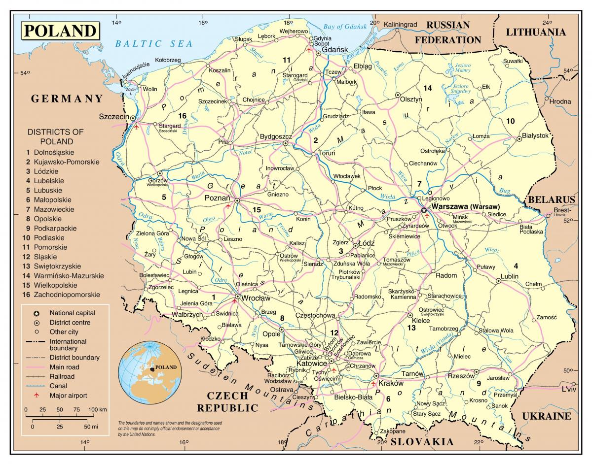 mapa de Polonia transportes
