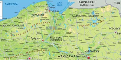 Mapa del norte de Polonia
