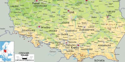Mapa del sur de Polonia