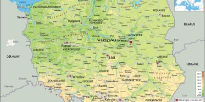 Mapa de Polonia physcal