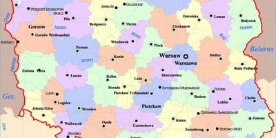 Mapa de Polonia ciudades