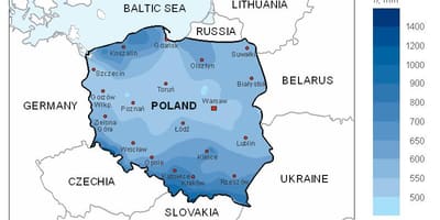 Mapa de Polonia lluvia