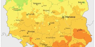 Mapa de Polonia climático