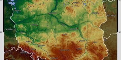 Mapa de Polonia elevación