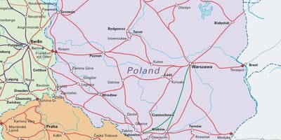 Mapa de Polonia tren