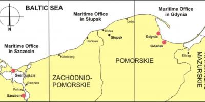 Mapa de Polonia puertos